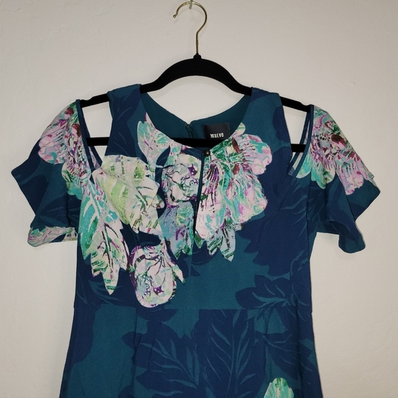 Anthropologie Maeve "Elia" Floral Open Shoulder Midi Dress Size 8 - Picture 6 of 13